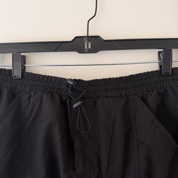Black Cargo Parachute Skirt Drawstring Hem Y2K Grunge Cyber Punk Utility L - Picture 4 of 8